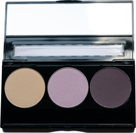 Pure Ziva Eyeshadow Trio off-white packaging showcasing clean, cruelty-free beauty.