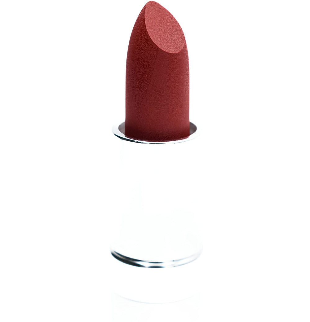 Pure Ziva Red Audacity lipstick tube swivel detail highlights easy application and sleek design.