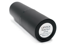 Pure Ziva Ruby Rust shade on model lips; cruelty-free beauty choice