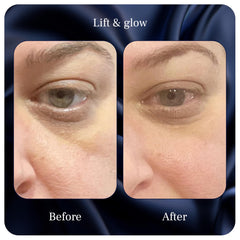 Evening routine scene with Pureance eye cream in calm ambiance
