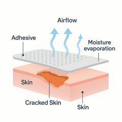 Latex-free, fragrance-free formula suits sensitive, dry skin prone to cracks.