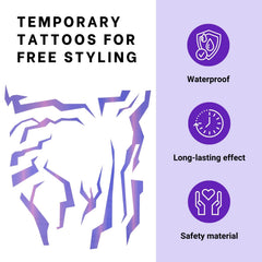 PUREHAIR purple ombre tattoo on neck adds color for photoshoots and events.