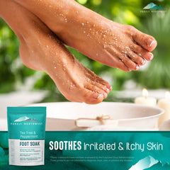 Purely Northwest callus-softening heel close-up in a spa setting