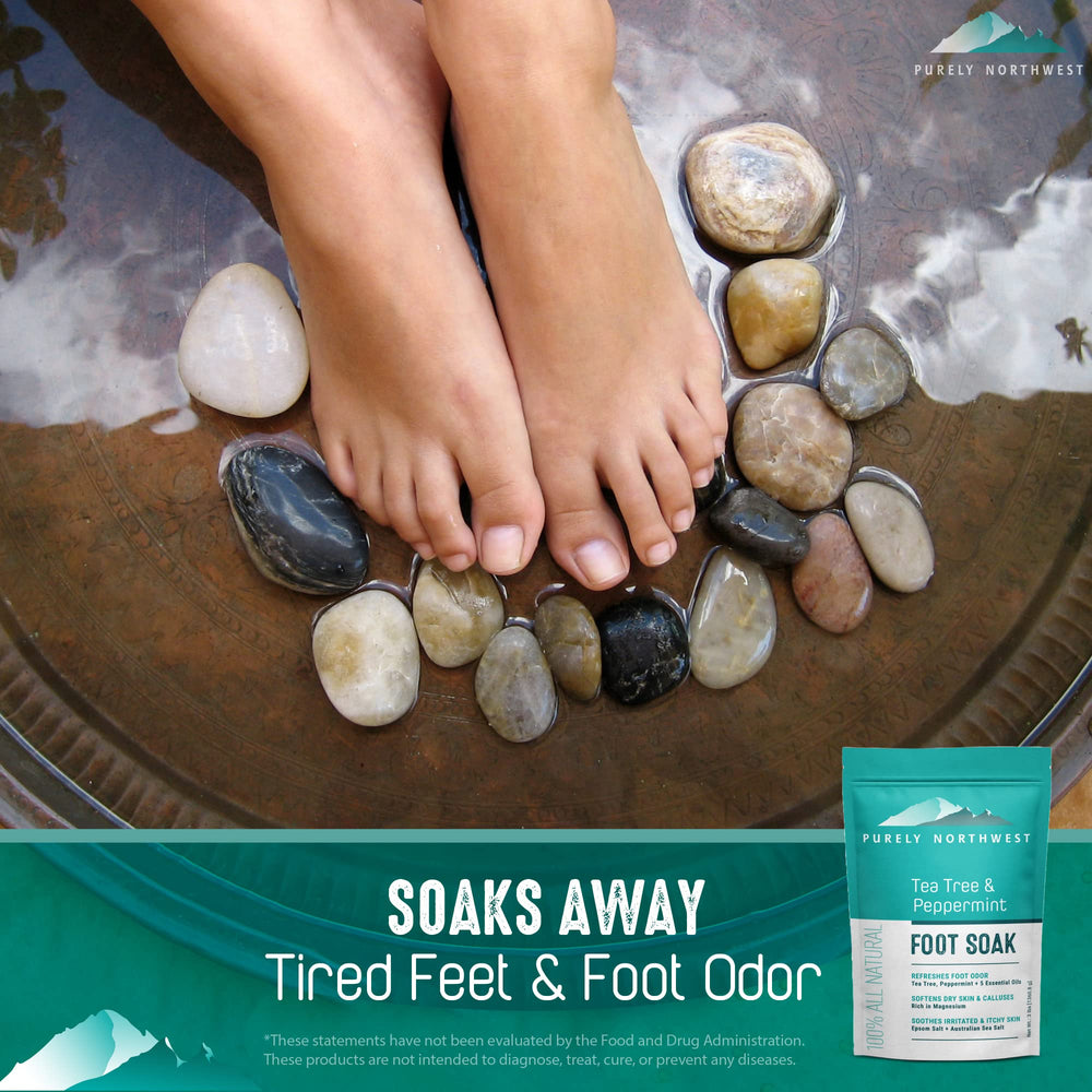 Purely Northwest foot soak basin in a relaxing scene for at-home spa