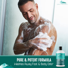 Purely Northwest Tea Tree Body Wash lather promising deep cleanse and odor control.