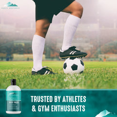 Purely Northwest Tea Tree Body Wash post-workout scene delivers refreshing cleanse.