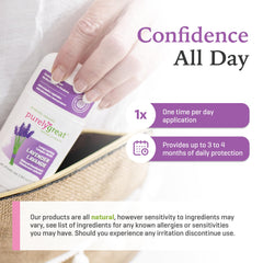 Purelygreat lavender deodorant stick cruelty-free label signals ethical choice.