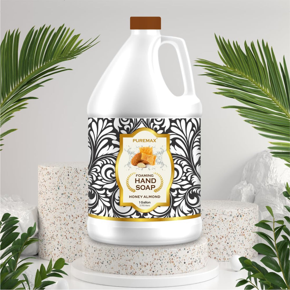 Puremax Honey Almond foaming soap pump shown for quick, even dispense