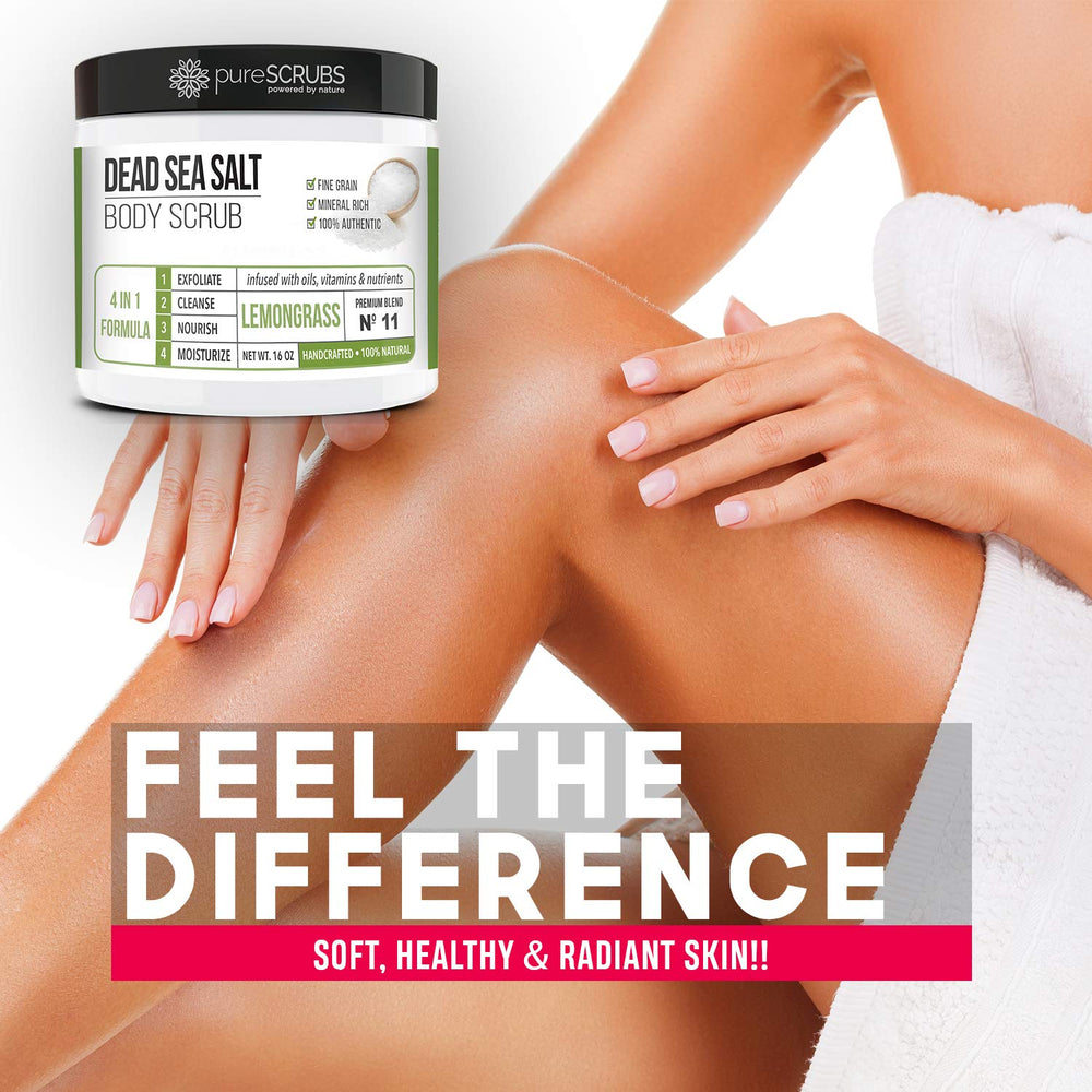 pureSCRUBS packaging closeup reveals handcrafted boutique quality and generous 16oz size