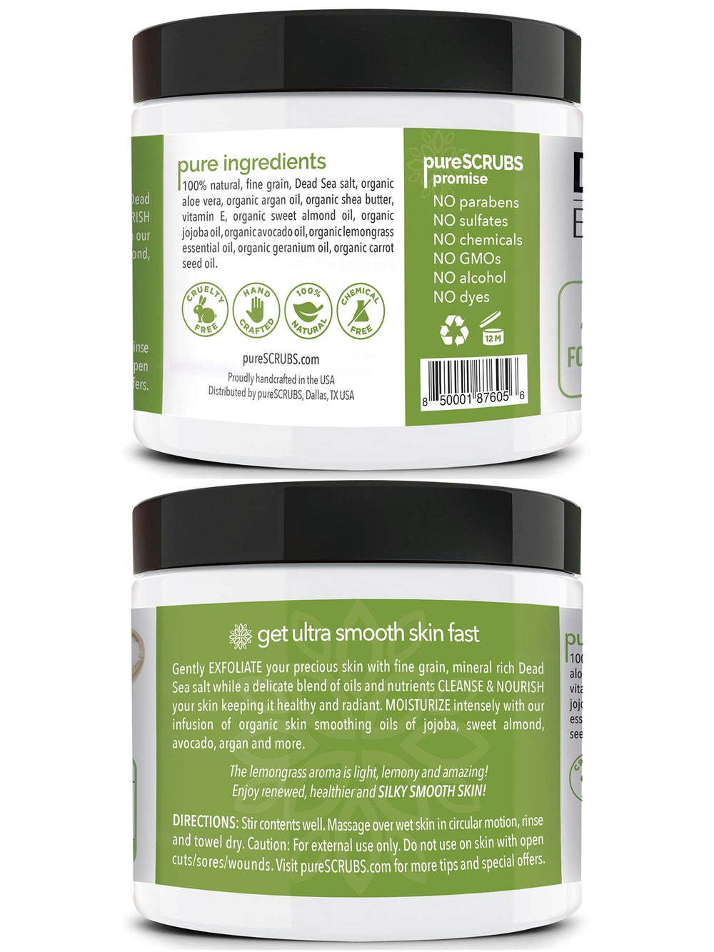 pureSCRUBS lemongrass spoon scoop demonstrates easy, mess-free application