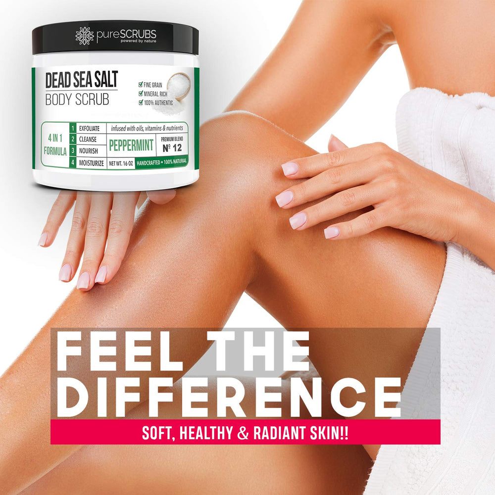 pureSCRUBS peppermint sea salt scrub texture close-up shows fine exfoliation