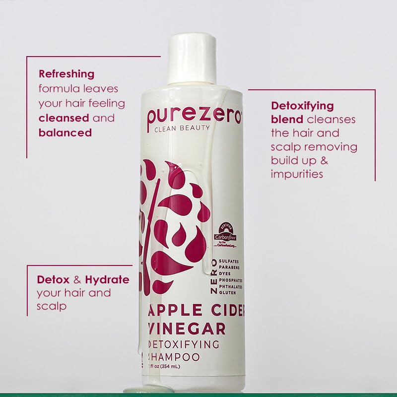Purezero shampoo bottle close-up highlighting clean vegan formula