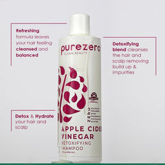 Purezero shampoo bottle close-up highlighting clean vegan formula