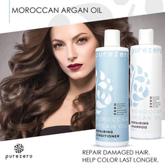 Purezero Argan Oil Shampoo close-up shows rich lather and cleansing action