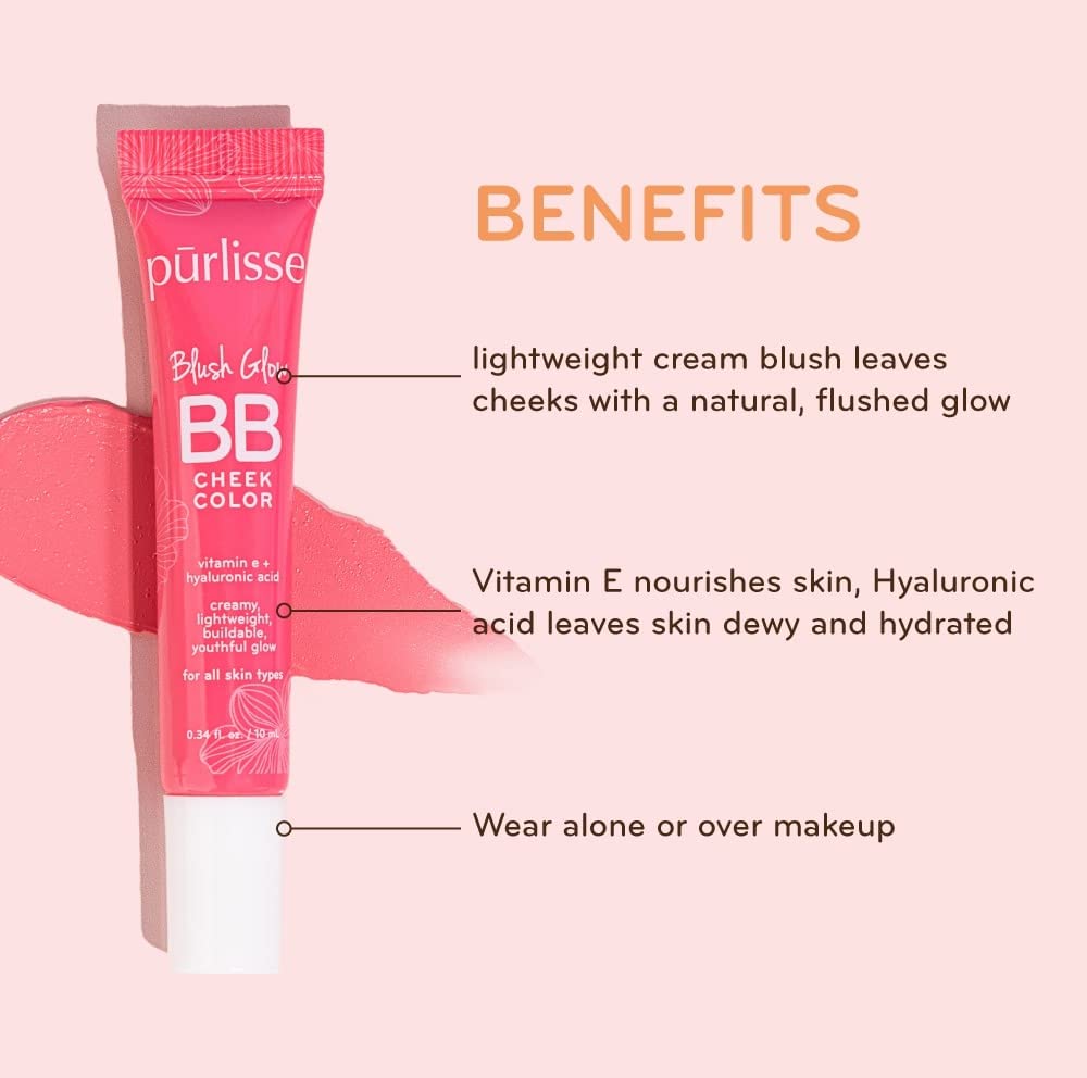 Pūrlisse Blush Glow creamy texture highlights smooth, blendable color on skin.