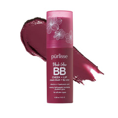 Purlisse Blush Glow Berry Bliss compact for dewy lip and cheek color.