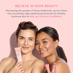 Pūrlisse dewy glow after application for healthy-looking skin.