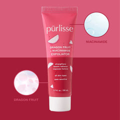 Pūrlisse Dragonfruit Niacinamide scrub texture closeup shows creamy formula and micro-exfoliants.