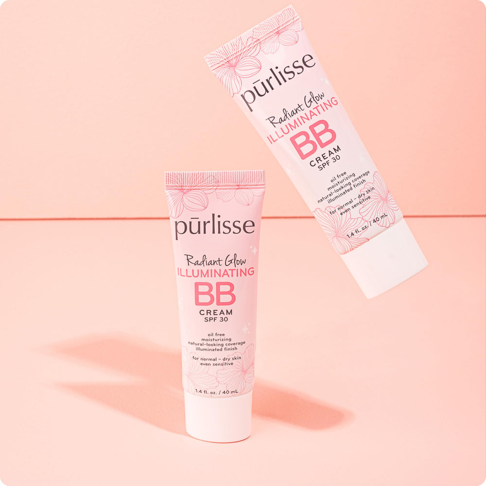 Purlisse Radiant Glow BB Cream close-up shows smooth, skin-friendly texture.