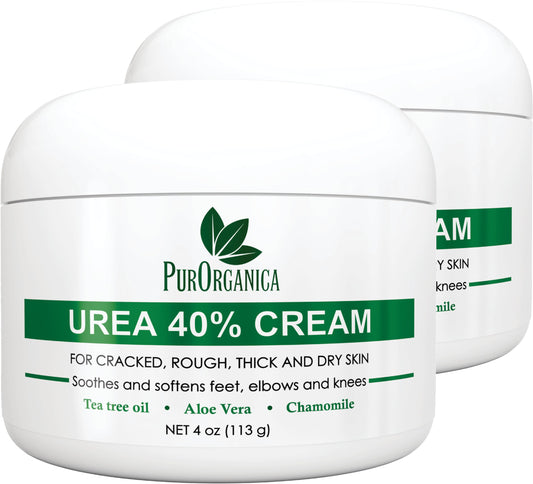 PurOrganica Urea 40% Foot Cream – USA-made bottle delivers deep hydration for dry feet.