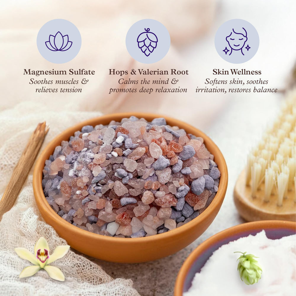 Twilight sandalwood vanilla aroma envelops the bath for relaxation