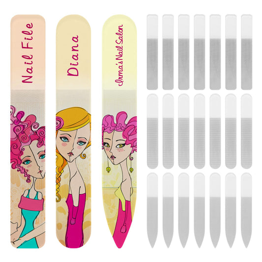 PYD Life 24-pack sublimation glass nail file blanks with round ends for versatile nail art