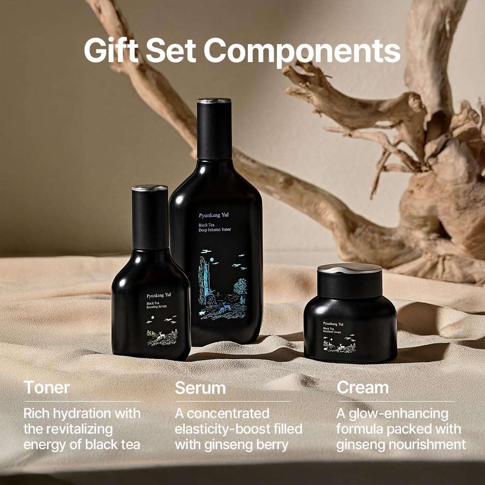 Pyunkang Yul Black Tea line set on dresser evokes calm ritual