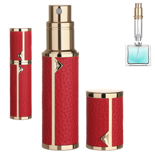Qavhun refillable travel perfume atomizer 5ml in red for precise on-the-go application.