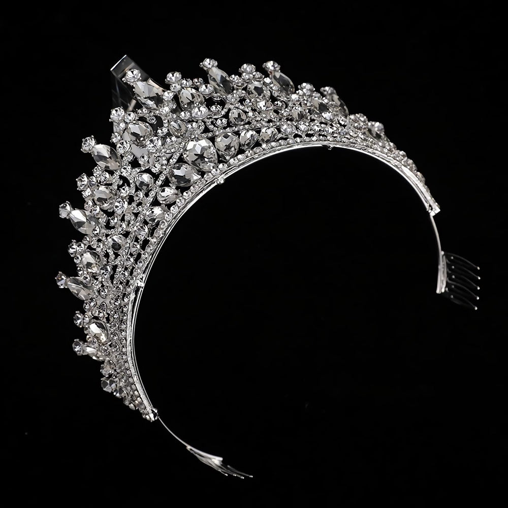QIAIYALA bridal headband with rhinestones enhances prom and birthday looks.