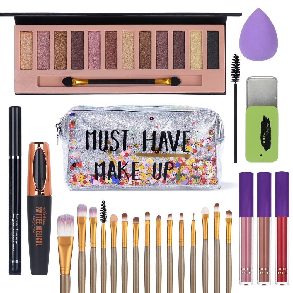 QiBest all-in-one makeup set eyeshadow palette with 12 nude shades for versatile day-to-night looks