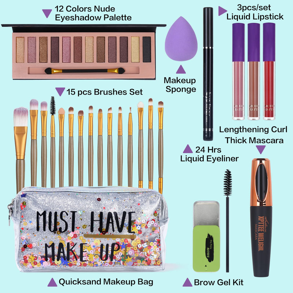 QiBest waterproof mascara and precise eyeliner kit for defined lashes and sharp cat eyes