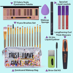 QiBest waterproof mascara and precise eyeliner kit for defined lashes and sharp cat eyes