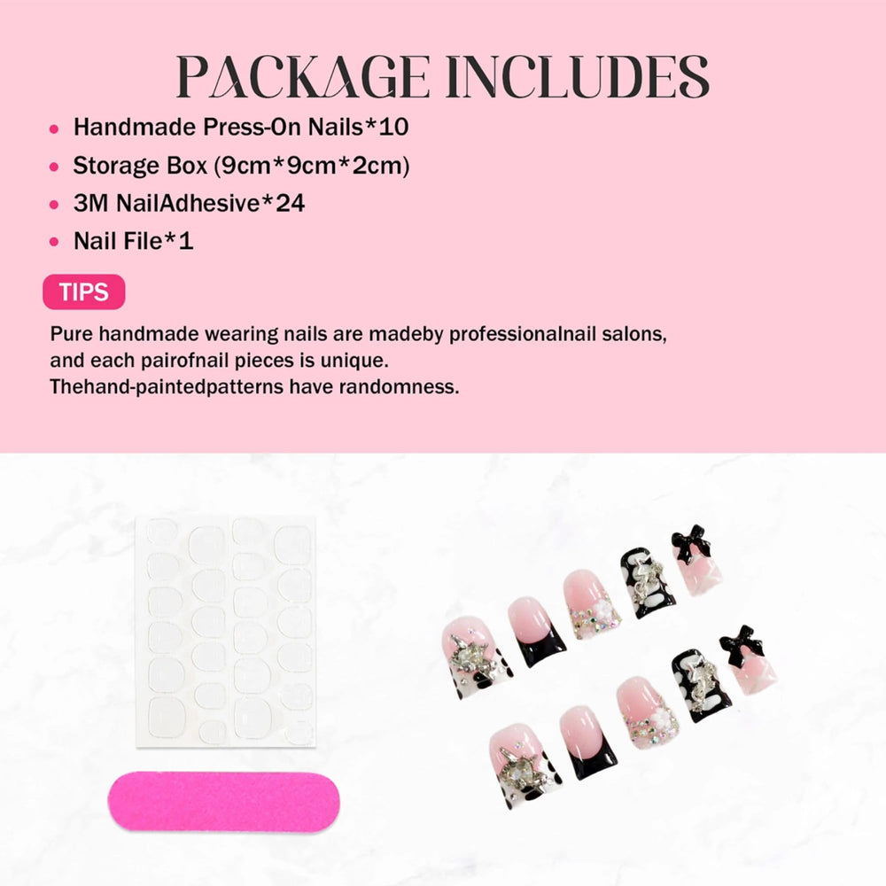 Qicaijia 10-piece medium size nails for comfortable wear.