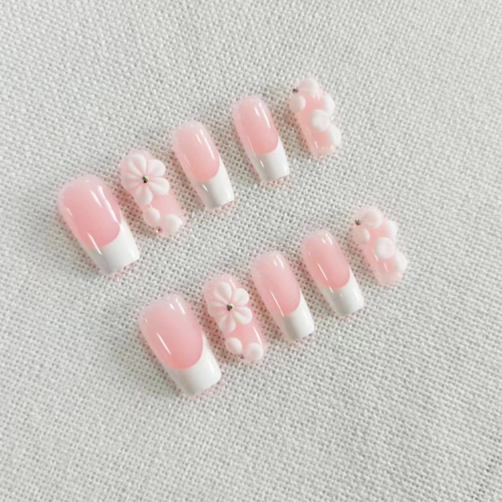 Qicaijia 3D flower embossed nails add elegant texture and eye-catching detail