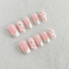 Qicaijia 3D flower embossed nails add elegant texture and eye-catching detail