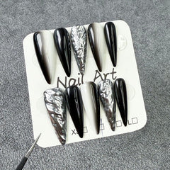 Qicaijia 3D swirl design press-on nails ideal for statement accents.