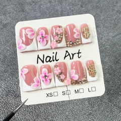 Qicaijia duck-design press-on nails with white French tips for quick glam
