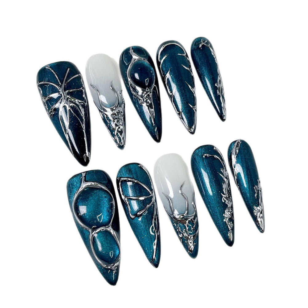 Qicaijia embossed swirl design nails add textured flair