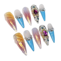 Qicaijia glossy ombre nails show off a chic finish for daily wear.