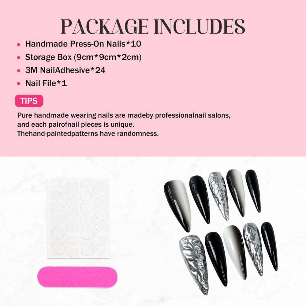 Qicaijia long stiletto glossy nails for dramatic elongation.