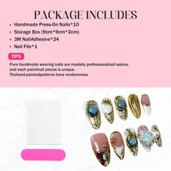Qicaijia press-on nails set includes glue for easy, mess-free application.