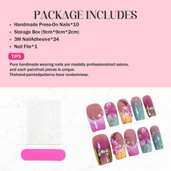 Qicaijia square nails with included adhesive glue for quick fit.