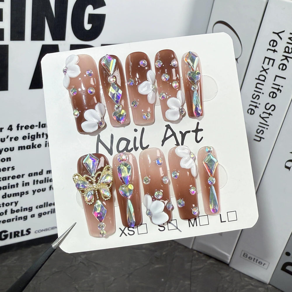 Qicaijia reusable nails with glue and file for quick at-home nail art