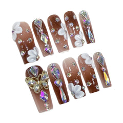 Qicaijia square nails with glossy finish for weddings, parties, daily wear