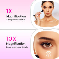 Qidoe travel mirror shows 3 lighting modes for accurate color during makeup