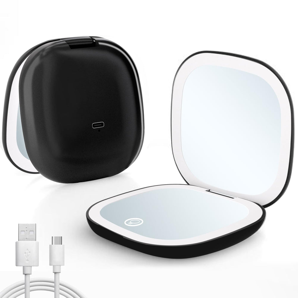 Qidoe compact travel makeup mirror, closed design for discreet storage and portability.