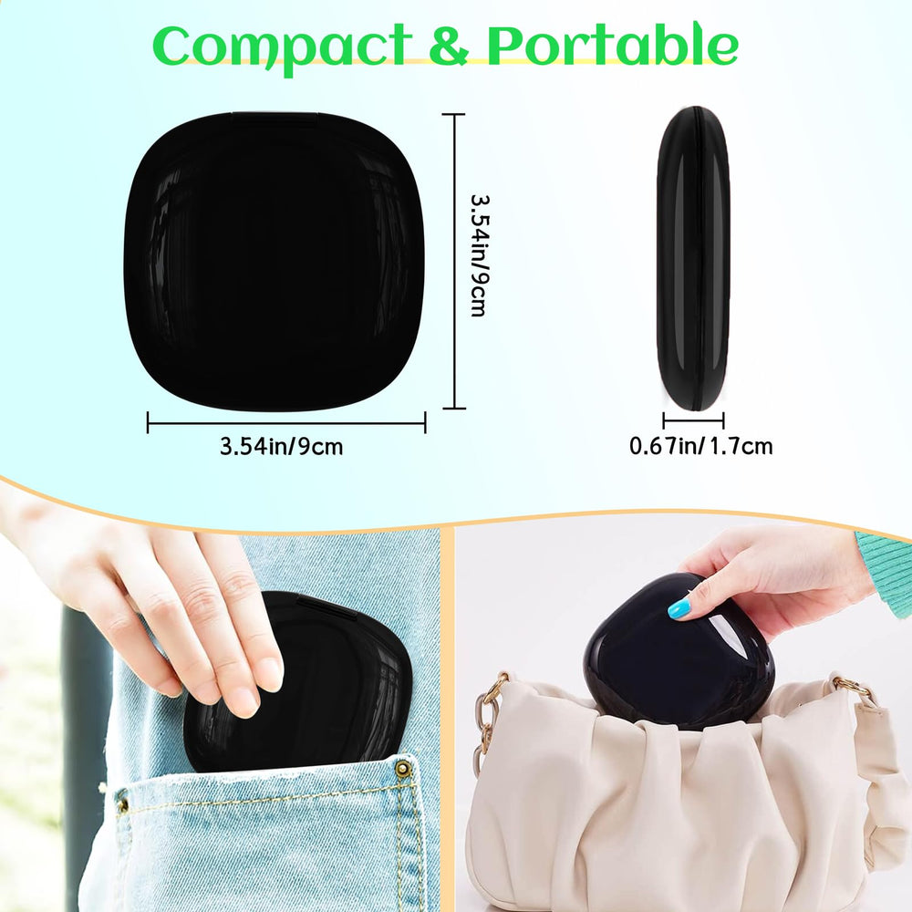 Qidoe compact travel makeup mirror pocket-friendly fits in purse or bag.