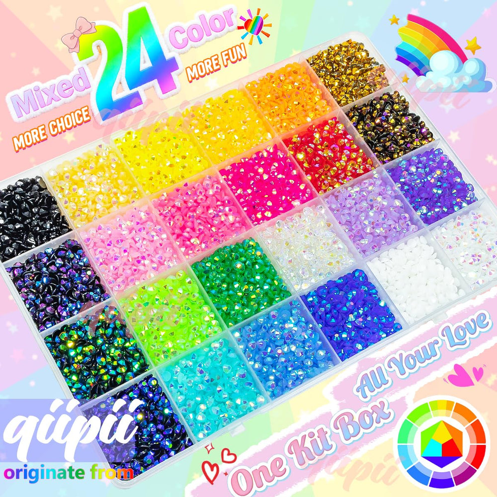 qiipii 4mm jelly rhinestones closeup showing color variety for crafts