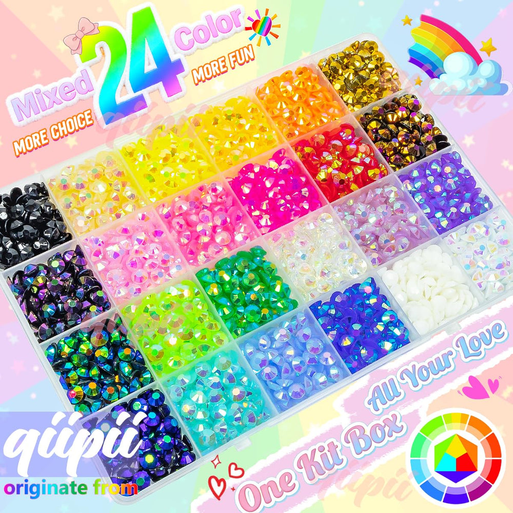 Qiipii 6mm jelly rhinestones color grid for easy palette planning
