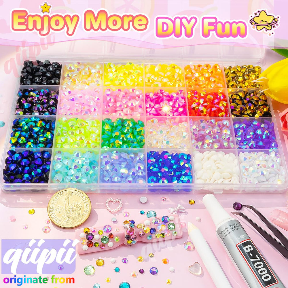 Qiipii tweezers and wax pens included for gem placement